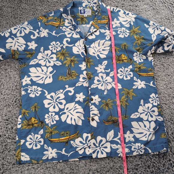 Vintage RCJ Shirt Men Extra Large Blue Floral USA Made Hawaiian Short Sleeve - Picture 4 of 6